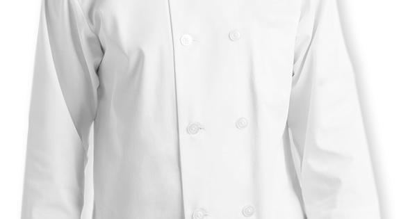 CHEFS WHITE JACKET FULL SLEEVES WHITE WITH BLACK POPPER BUTTONS INS02 