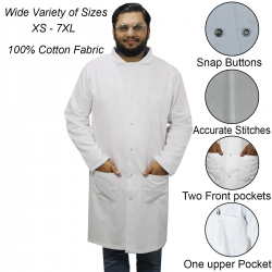 Unisex 100% Cotton Lab Coats with Snap Buttons