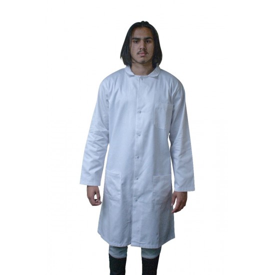 Unisex 100% Cotton Lab Coats with Snap Buttons